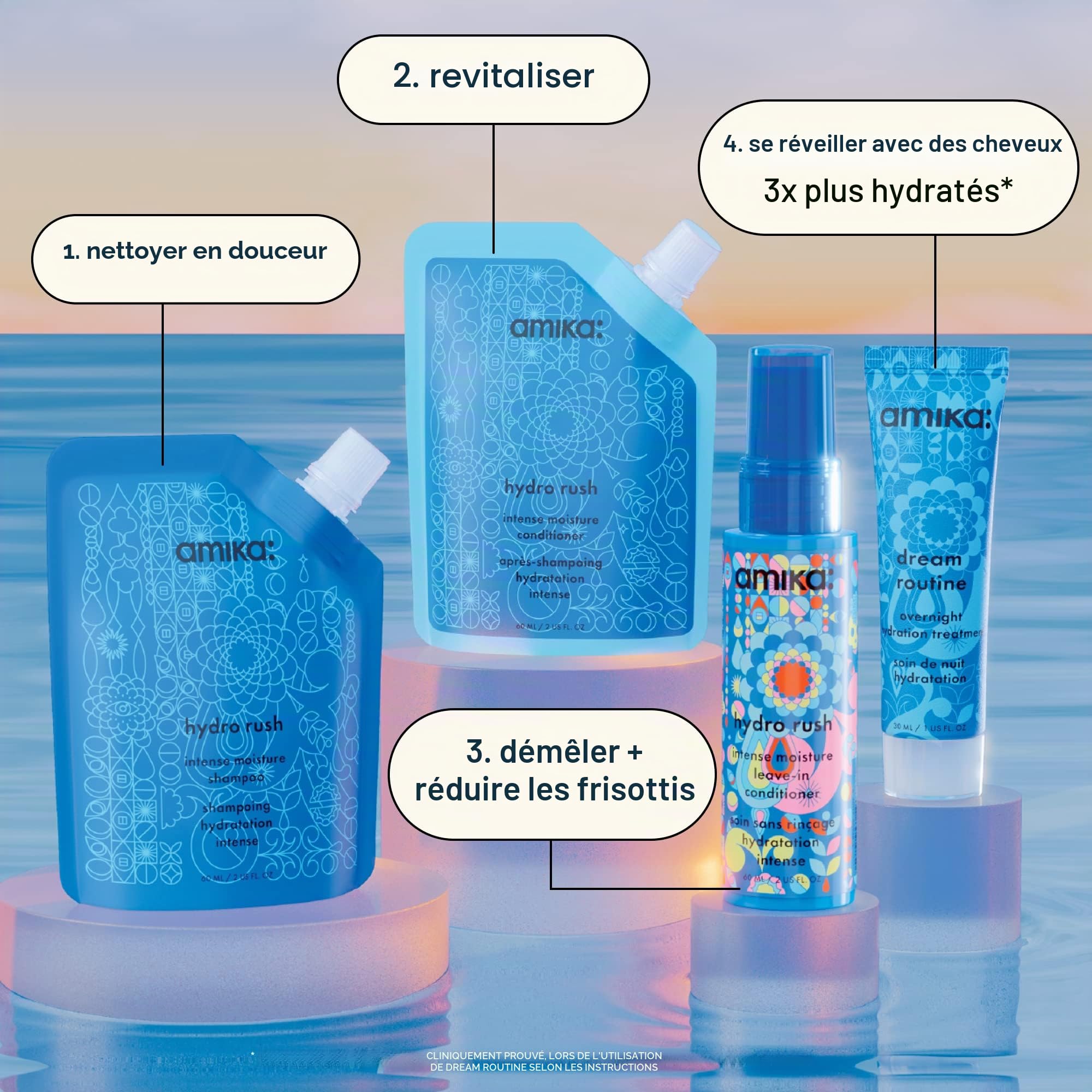 Amika Hydro Dream Lot de 4 essais d'hydratation de routine