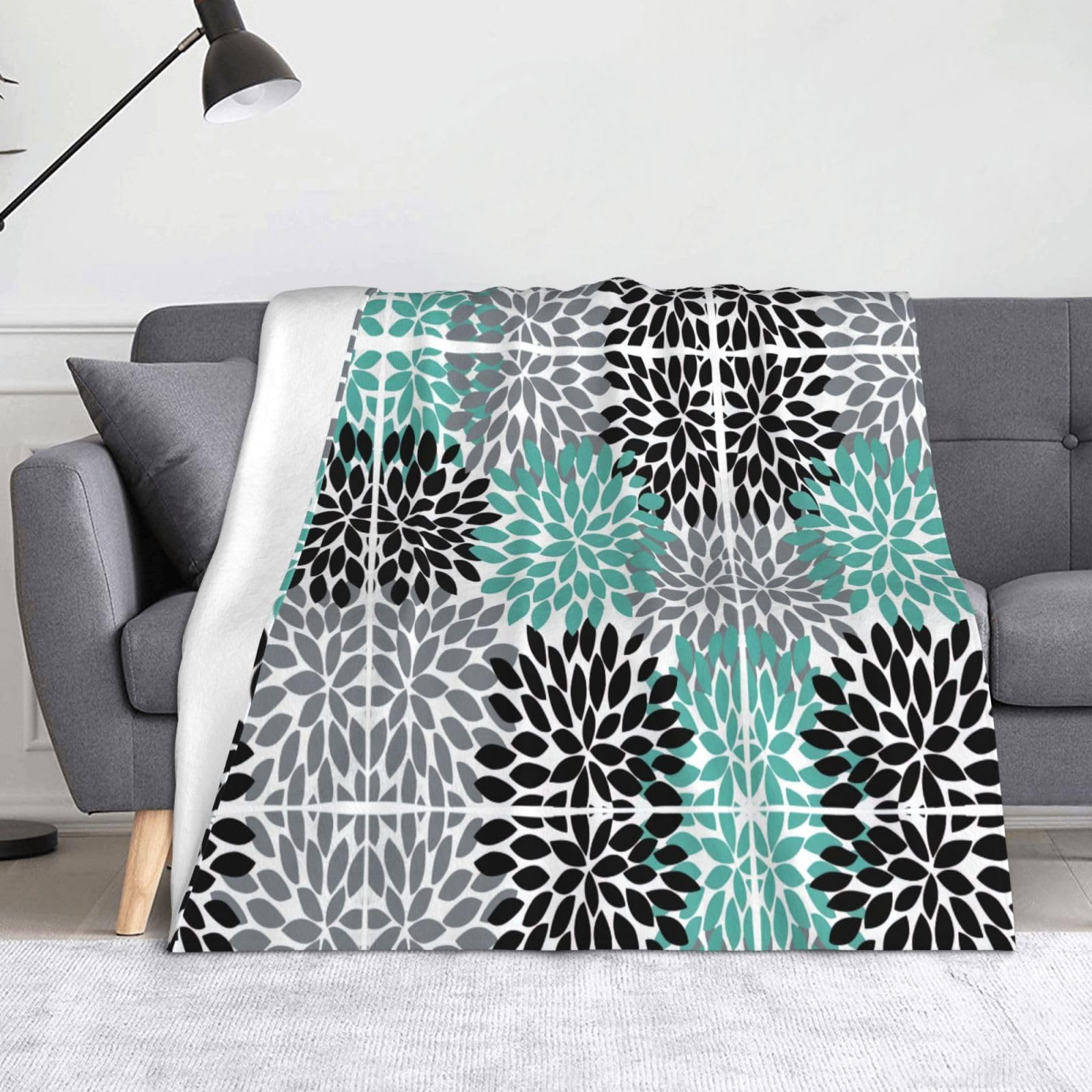 Couverture flanelle dahlia 152x127 cm plaid léger imprimé floral