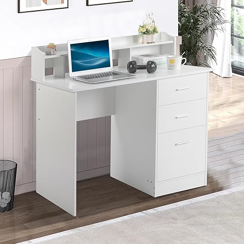 Miniatura 2 de Escritorio de oficina en casa - Escritorio para computadora con cajones - Escritorio ejecutivo con estantes - Escritorio de lectura y escritura -