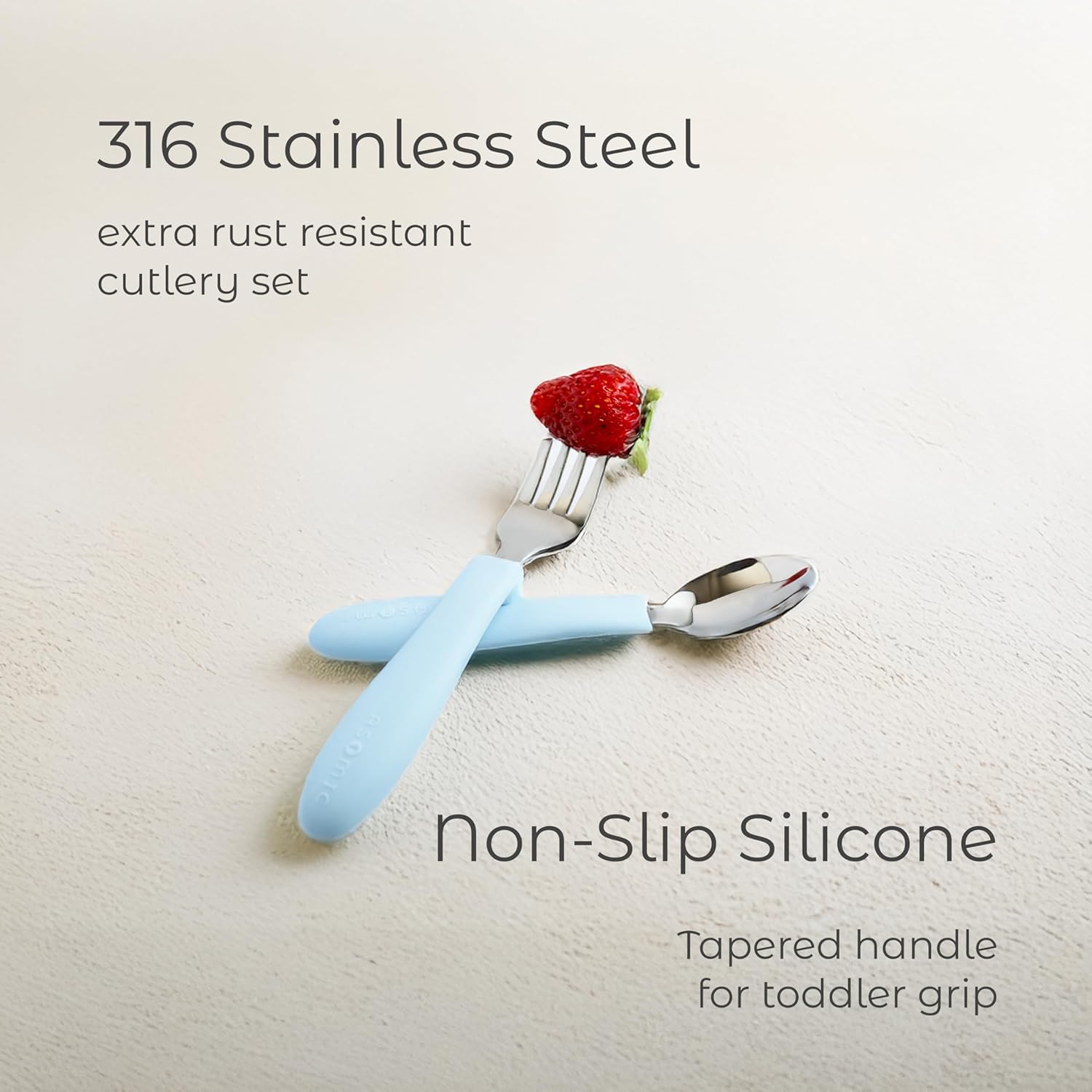 ASOMIC Premium 316 Stainless Steel Toddler Utensils with Silicone Handles & Travel Case, Kids Spoon & Fork Set for Toddler Self Feeding at Daycare, Preschool & School, BPA-Free, Dishwasher Safe - Image 5