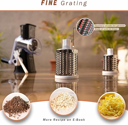 Miniatura 2 de Rallador rotativo de queso con manivela con mango - Trituradora de queso 3 en 1 - Rallador giratorio fácil de limpiar - Cortador de verduras de