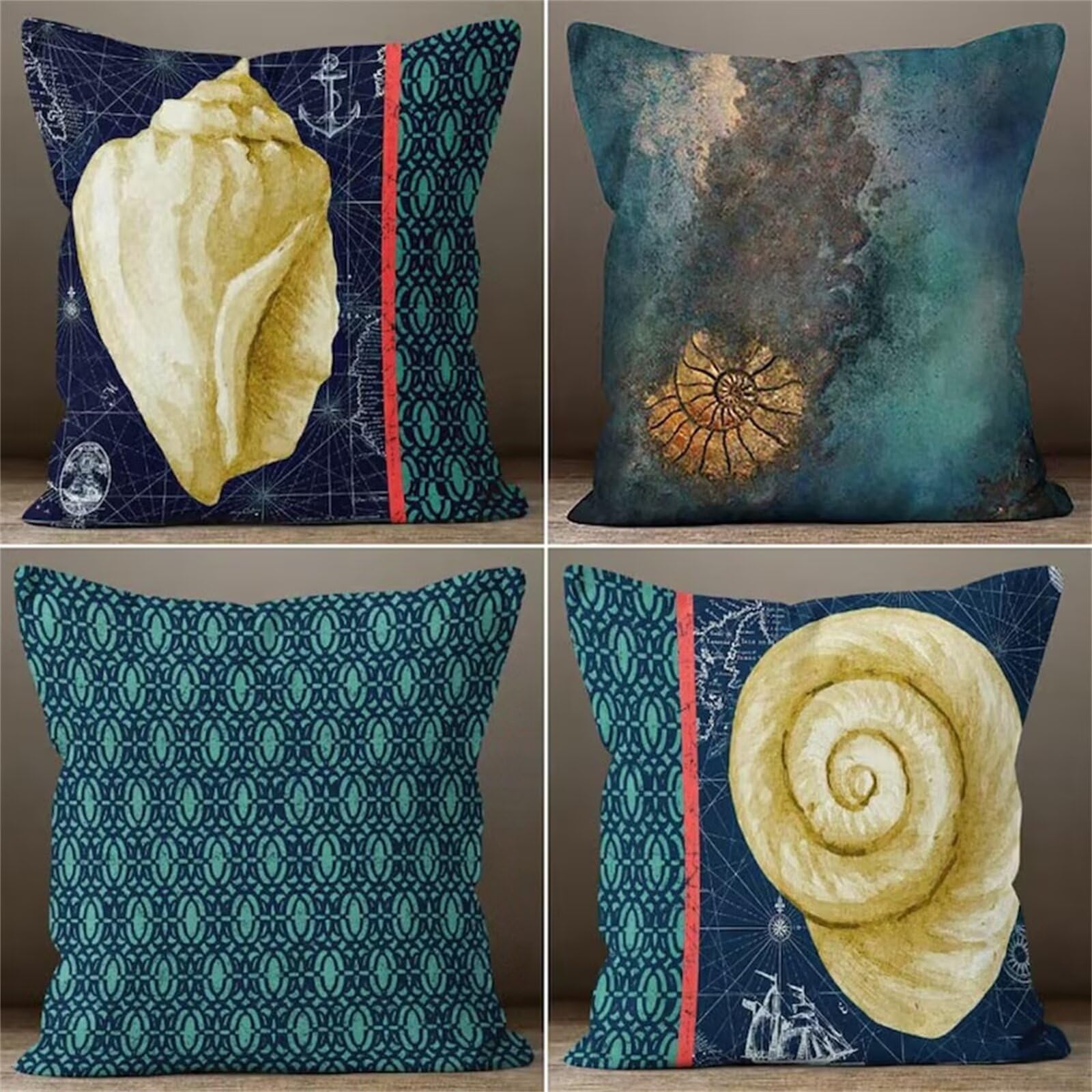 Coussin canape lin 40x40 lot de 4 housses decoratives bleu et jaune
