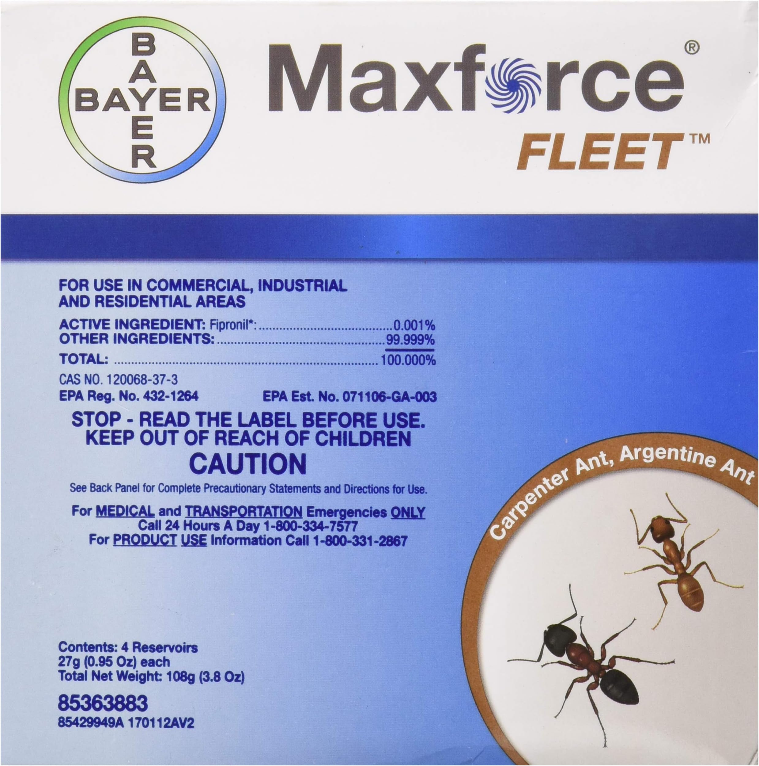Bayer 10072 Max Force Fleet Ant Gel, Light Yellow