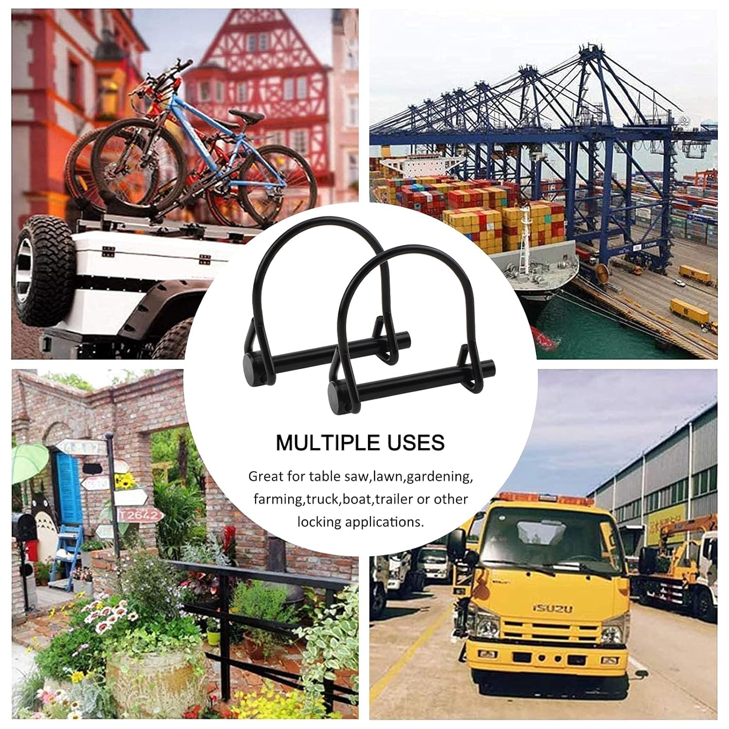 INCREWAY 48 perni di bloccaggio per albero di sicurezza, resistenti, da 1/4", perno cardanico, rotondo, per rimorchi, per fattoria, prato, giardino