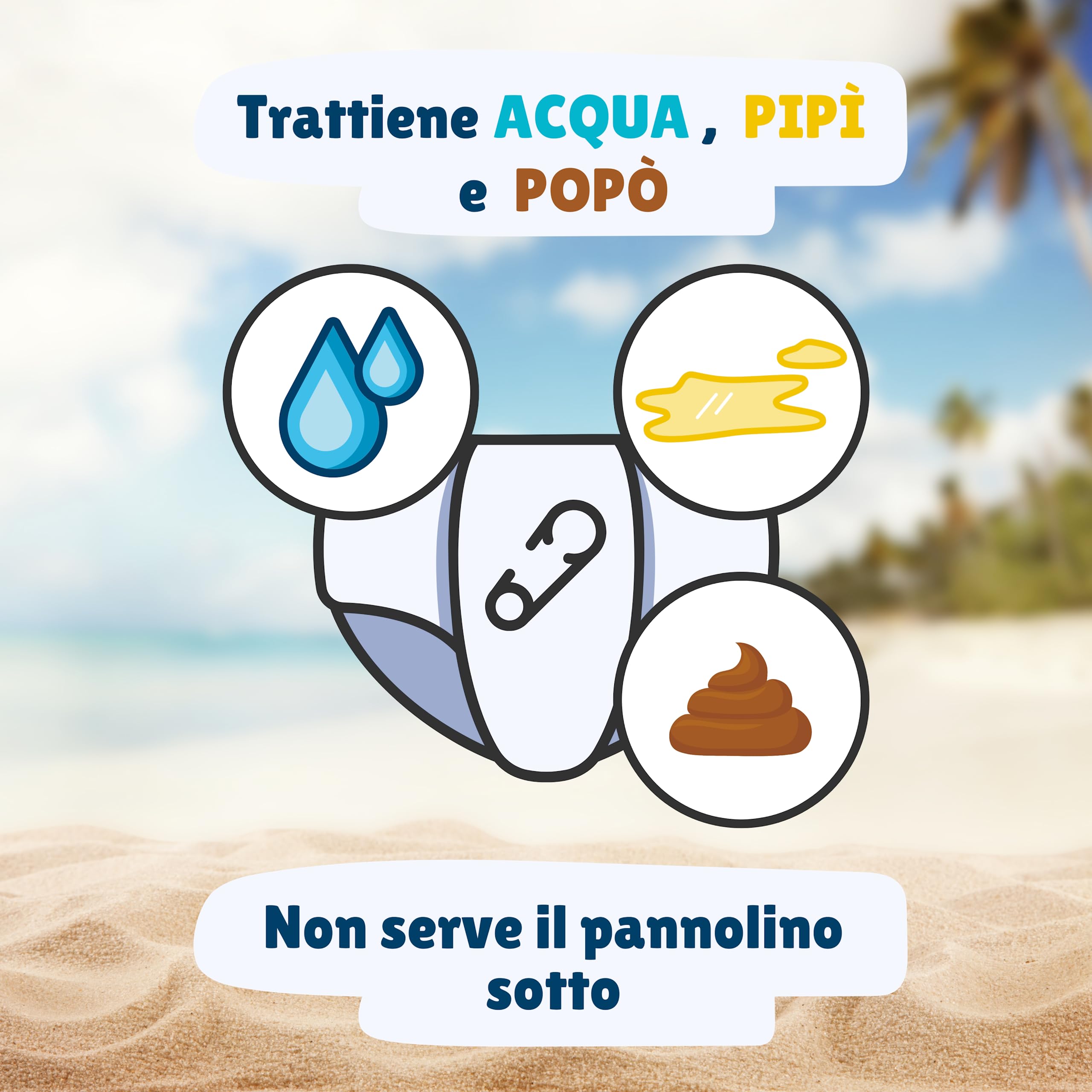 Pannolini Costumino Contenitivo Neonata per Piscina e Mare Lavabile Riutilizzabile Regolabile fino a 2 anni con Borsetta Impermeabile