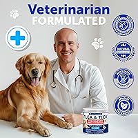 Vista 5 de Prevención de pulgas y garrapatas masticables para perros – Control natural del tratamiento de pulgas – Suplemento para perros grandes y pequeños