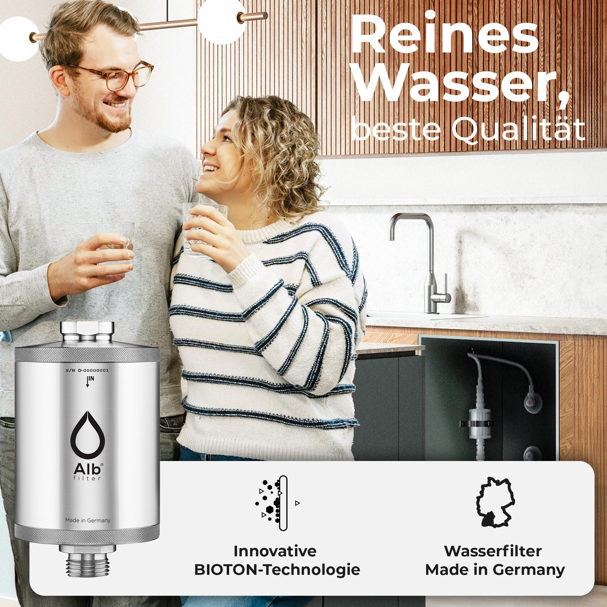 Alb Filter Active Plus+ Wasserfilter Set – Für sauberes Trinkwasser – Filtration von Mikroplastik, Bakterien, Kalk & Schwermetallen – Untertisch Wasserfiltersystem mit 4 Monaten Wechselintervall