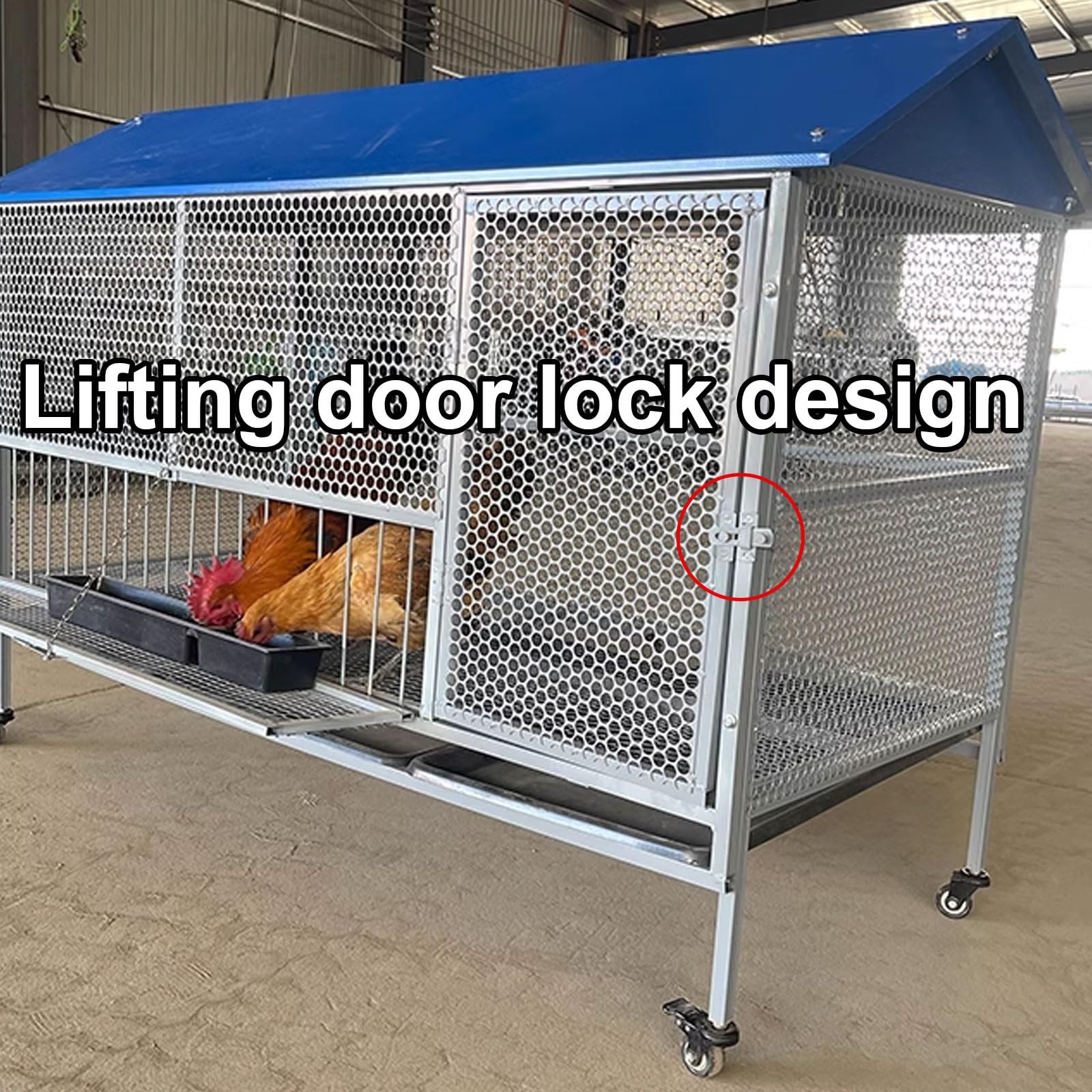 Casetta Per Galline Ovaiole In Ferro Completamente Lavabile 100 * 70 * 116CM Gabbia Per Galline Con Ruote Design Rialzato Sul Fondo Per Anatre E Conigli