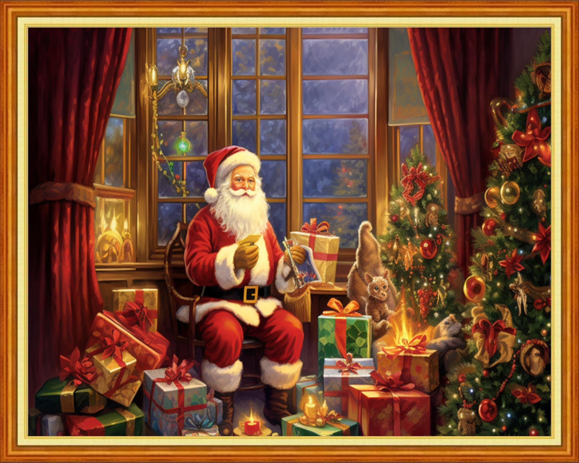Dimxvean Stamped Cross Stitch Kits,Cross Stitch Kits for Adults Beginners,Embroidery Kits Full Range of Cross Stitch Stamped Kits Needlepoint Kits Cross Stitch Patterns-Santa Claus 16x20 inch, Small