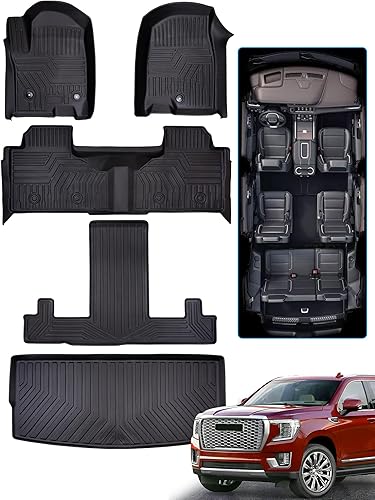 Alfombrillas y forro de carga para GMC Yukon y Chevrolet Chevy Tahoe 2021, 2022, 2023, accesorios para GMC Yukon (Yukon Denali)Chevy Tahoe,
