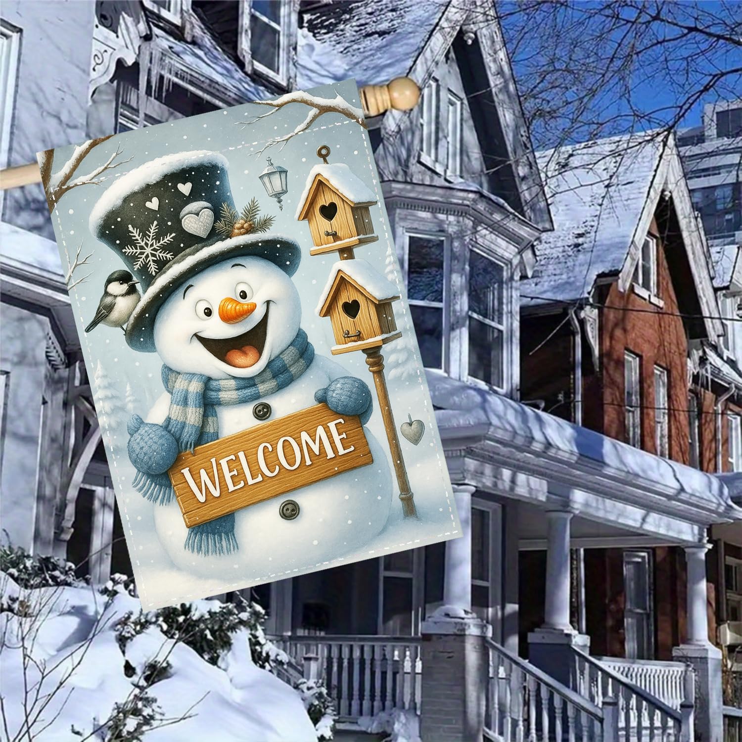 Welcome Snowman Garden Flag 12x18 Inch Double Sided Winter Yard Flag Holiday Outdoor Decoration for Lawn Porch Garden - Image 7