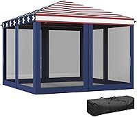 Outsunny 10x10 Pop Up Canopy Tent with Bug Netting - Instant Portable Gazebo for Camping, Patio, Outdoor Events, Height Adjustable