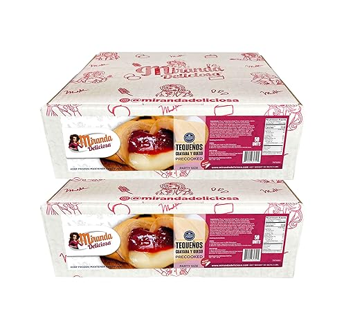 Miranda Deliciosa TEQUEÑOS DE GUAYABA Y QUESO CREMA Precocinada (tamaño fiesta). Guayaba y queso listos para calentar. 100 unidades (paquete de 2)
