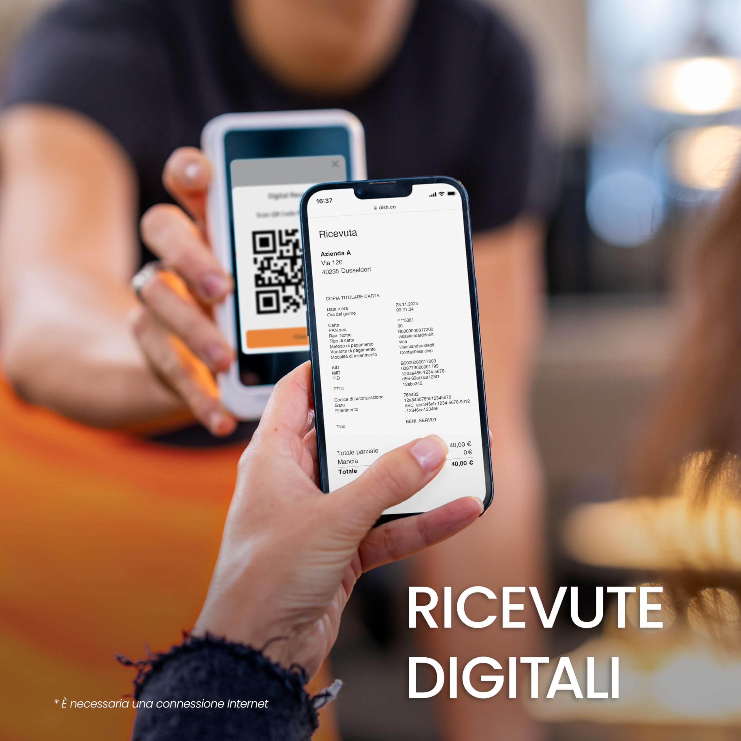 DISH Pay Now – Dispositivo di pagamento portatile con NFC e Tap-to-Pay, Nessun canone mensile né spesa minima, Compatibile con Visa, Mastercard, Apple Pay, Google Pay e altro – Modello EU-001