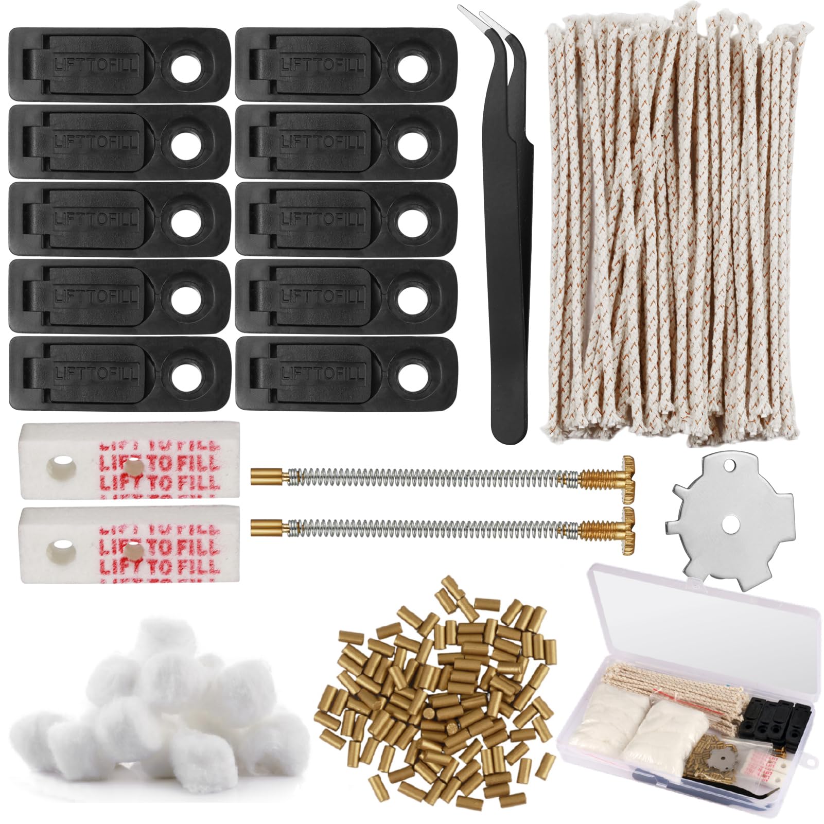 Annyswit Universal Lighter Repair Kit, Lighter Flints Repair Kit-Replacement Parts for Multiple Universal Petrol Lighters, Lighters Flint, Wick, Cotton, Flint Screw Spring, and more
