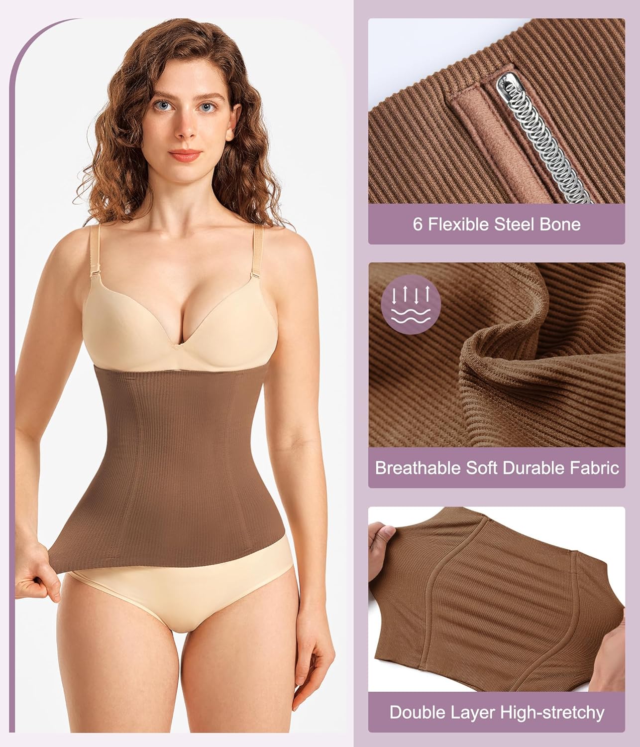 YERKOAD Waist Trainer for Women Corset Shapewear Tummy Control Faja Body Shaper Waist Cincher Postpartum Belly Band - Image 5