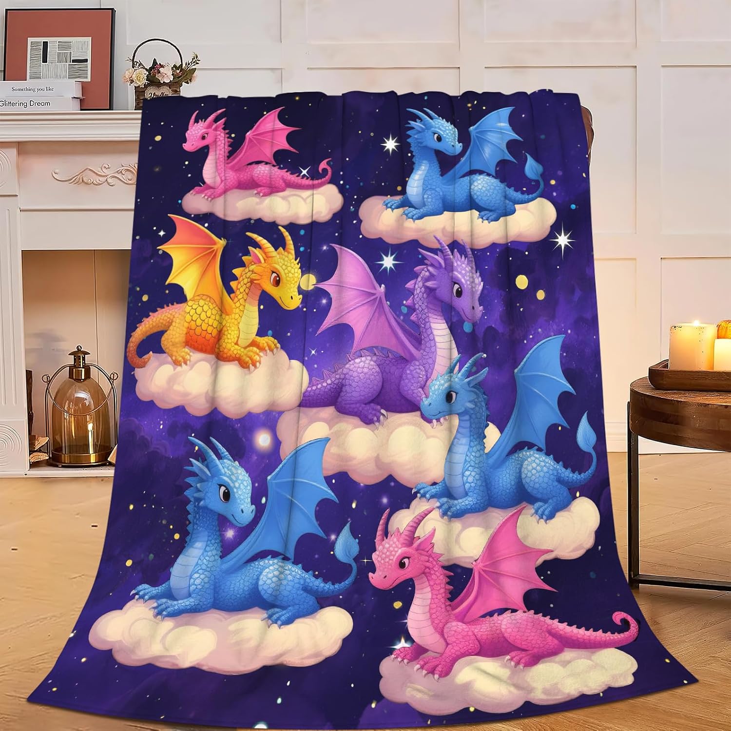 Dragon Throw Blanket - Soft Plush Fleece Bedding Blankets- Cozy Funny Dragon Stuff Gifts for Girls Boys Kids Women 40"X50"