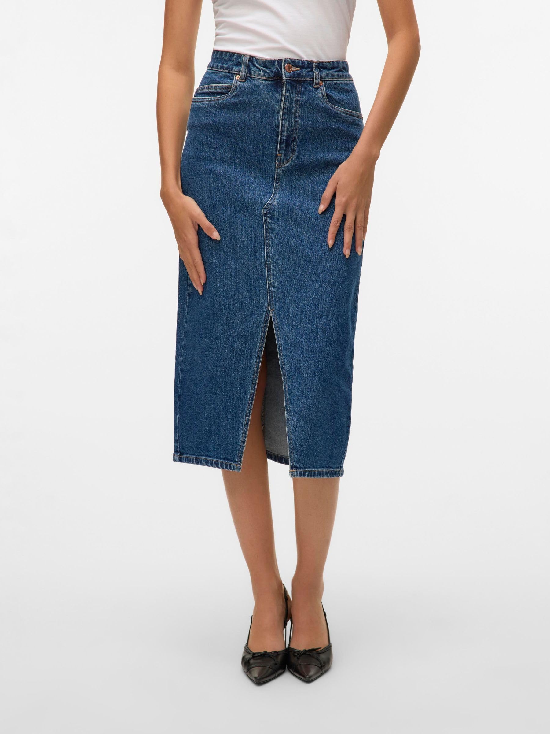VERO MODA Denim Skirt VMVERI High Waist Midi Skirt