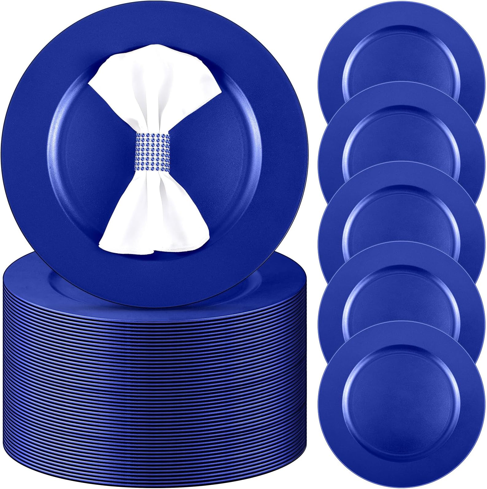 Zhehao 100 Pcs Charger Plates Bulk 13 Inch Round Wedding