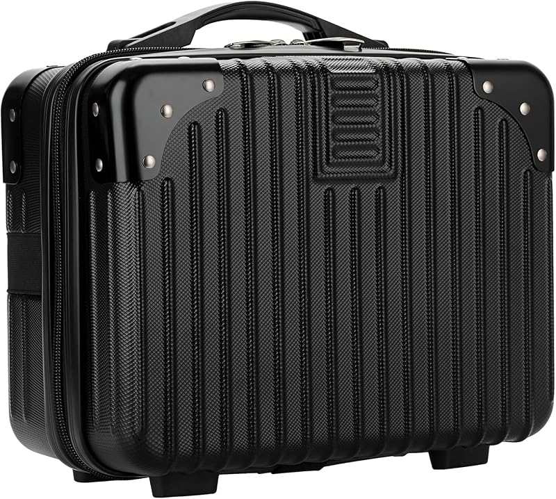 Estojo de viagem rígido para cosméticos BSTKEY com faixa elástica, ABS, preto