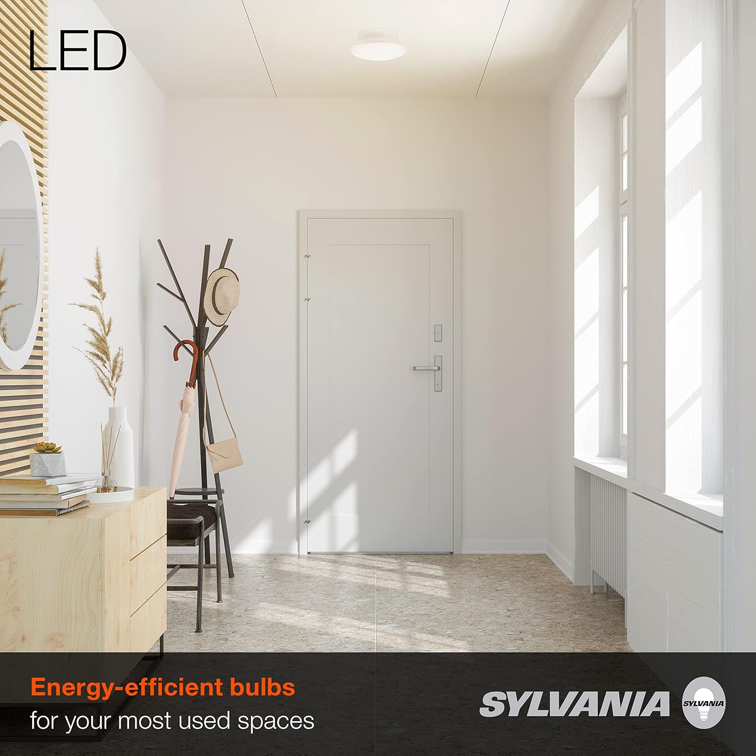 Sylvania Ultra LED Porcelain Ceiling Light Fixture, 60W : 9W, Energy Star, Non-Dimmable, Medium Base, 4000K, Cool White - 2 Pack (75081)