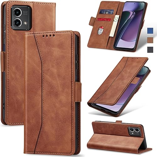 Jasonyu Funda tipo cartera con tapa para Moto G Stylus 5G (2023), funda magnética de cuero con tarjetero y función atril, funda protectora duradera