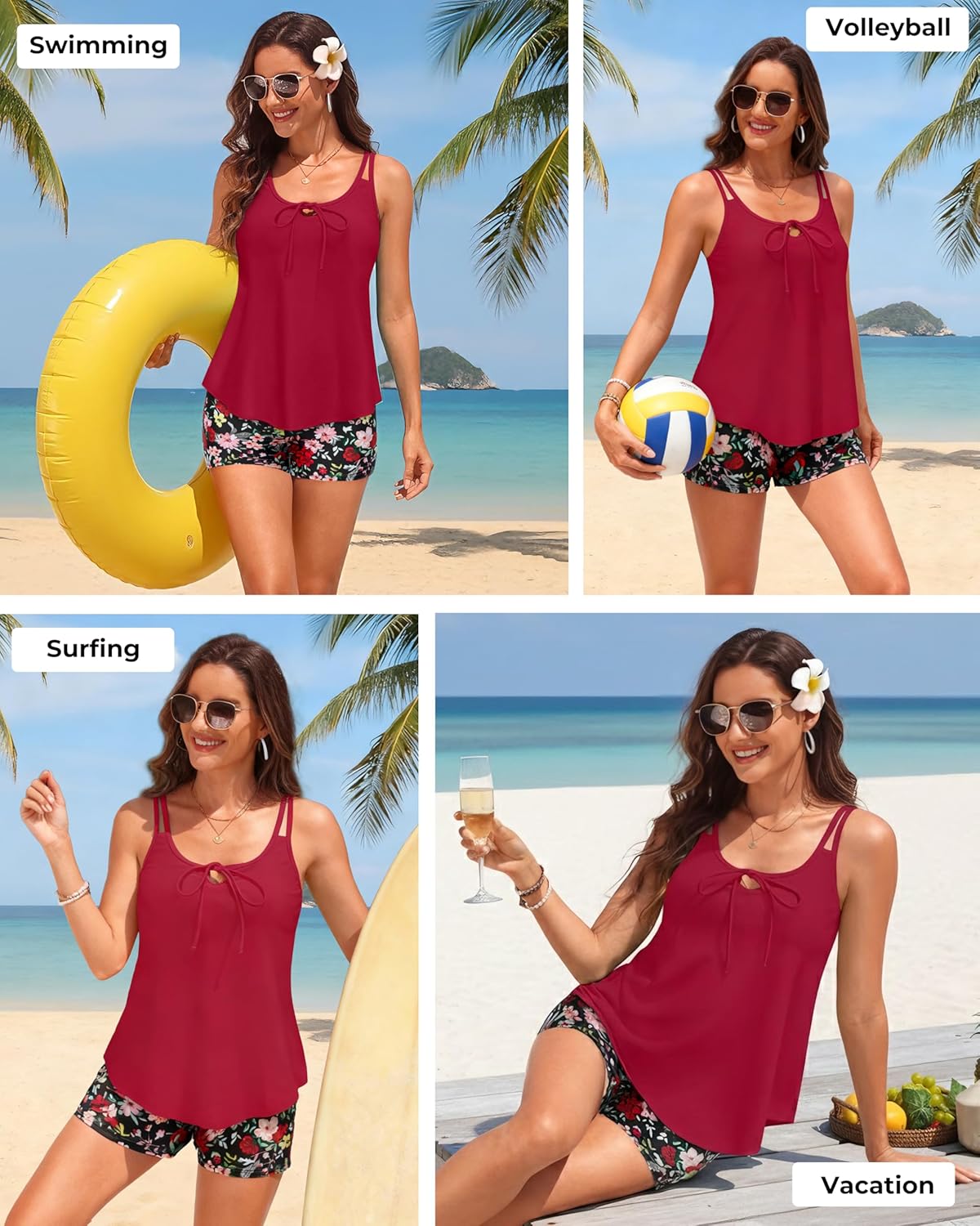 Daci Women’s Tankini Swimsuits - 2 Piece Tummy Control Bathing Suit Modest Flowy Swimwear with Boy Shorts 2026 - Image 6