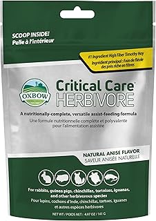 Oxbow Animal Health Critical Care, herbívoro, sabor anís, bolsa de 4.97 oz (70100), multicolor, 4.97 onzas (paquete de 1)