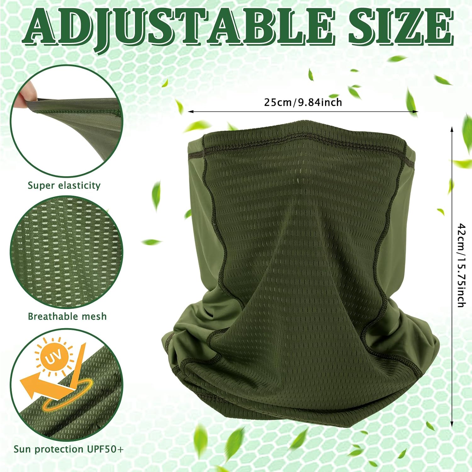 Geyoga 6 Pcs Adjustable Cooling Neck Gaiters for Men Turkey Hunting Breathable Summer UV Protection Face Mask with Mesh Holes Strap