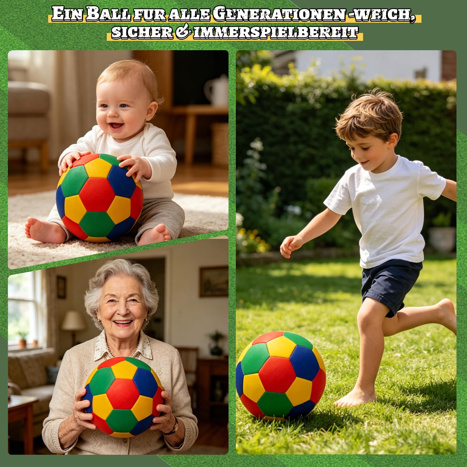 Indoor Fußball Größe 4, Weicher Softball Fußball für Zuhause, Leicht & Sicher, Trainingsball für Dribbling & Technik, Indoor-Trainingsball für Jugendliche