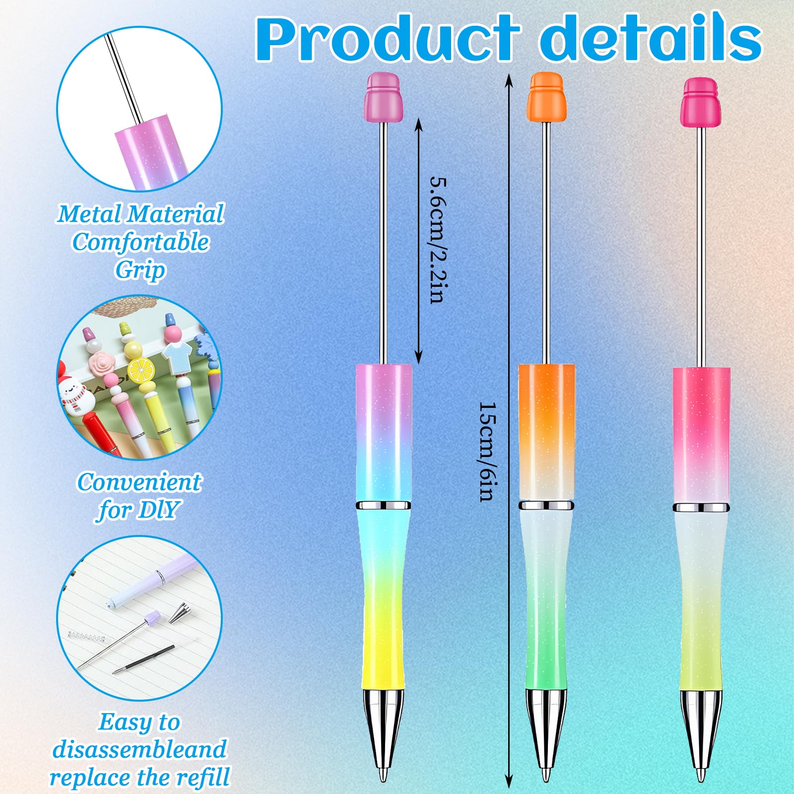 YFNVH 52 Piece Beadable Writing Set including 48 Plastic Ballpoint Pens - Image 2