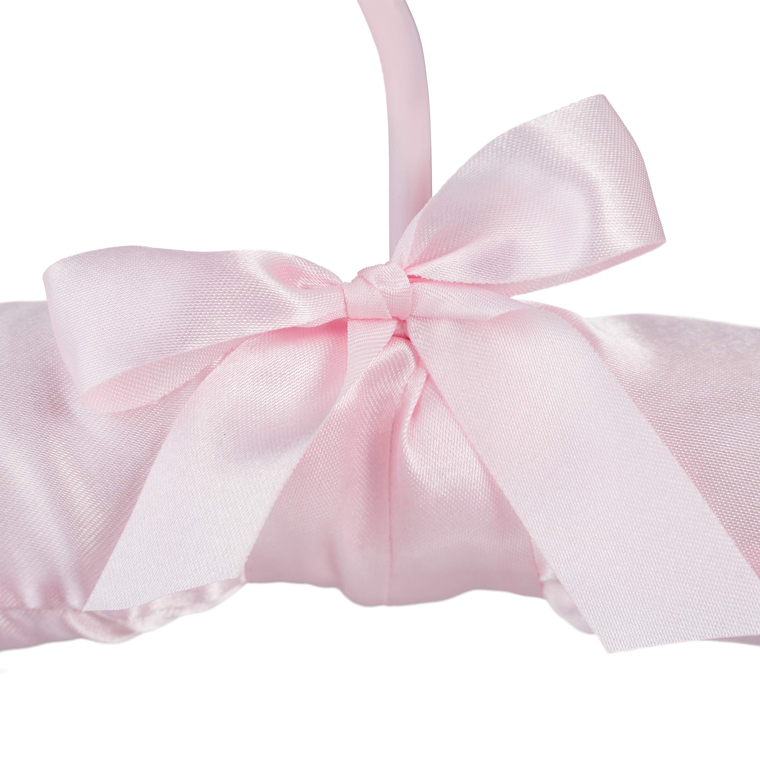 Relaxdays Grucce Appendiabiti in Raso in Set da 10, Imbottite, Gancio Girevole a 360°, Fiocco Decorativo, 38 cm, Rosa