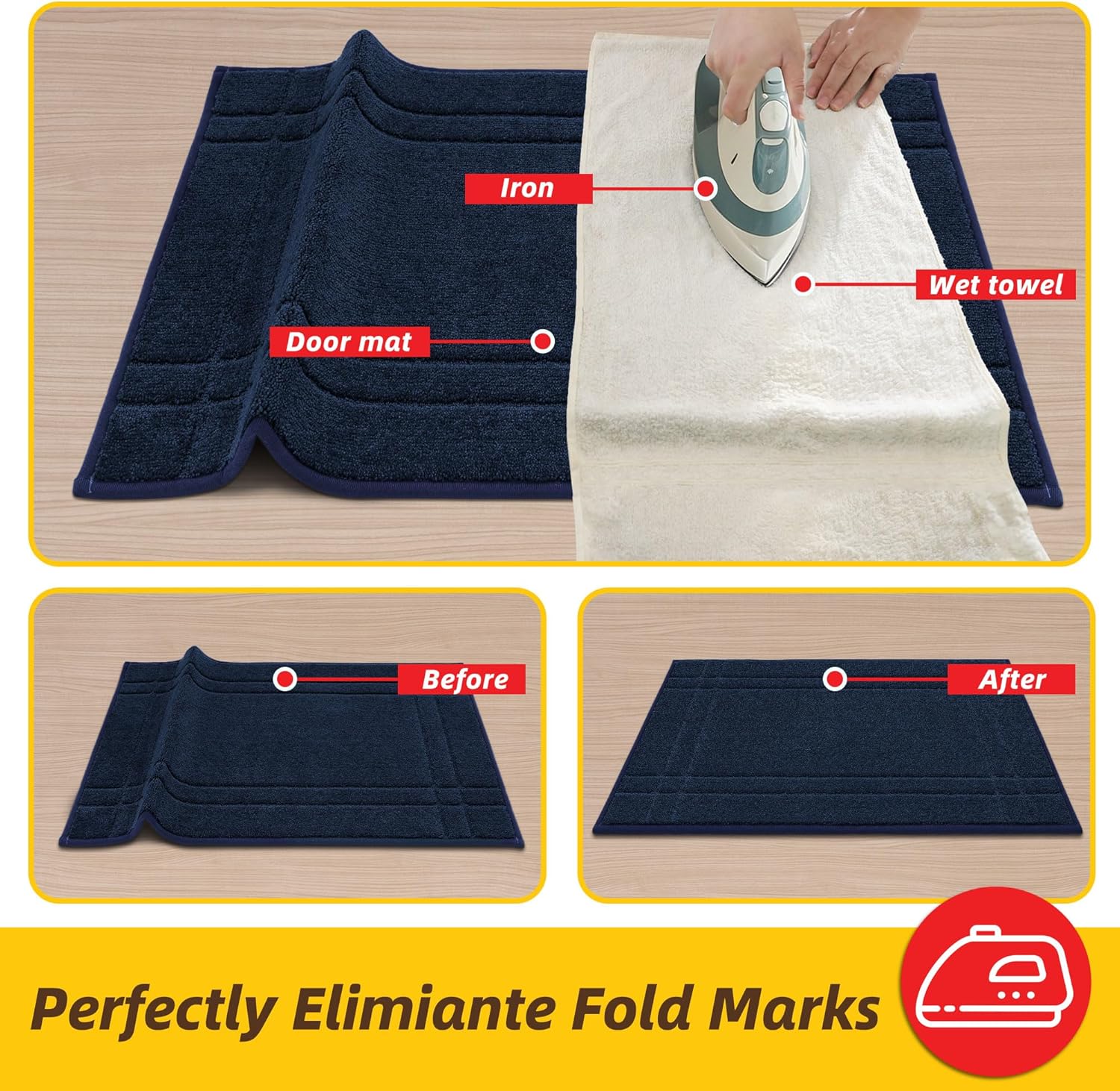 JSEI Entryway Rugs Doormat 24"x36", Non-Slip Dirt Trapper Door Mats Indoor, Washable Absorbent and Stain Resist Welcome Floor Mat for Front Door, Dog Door Mat, Muddy Wet Shoes & Paws, Navy Blue - Image 9