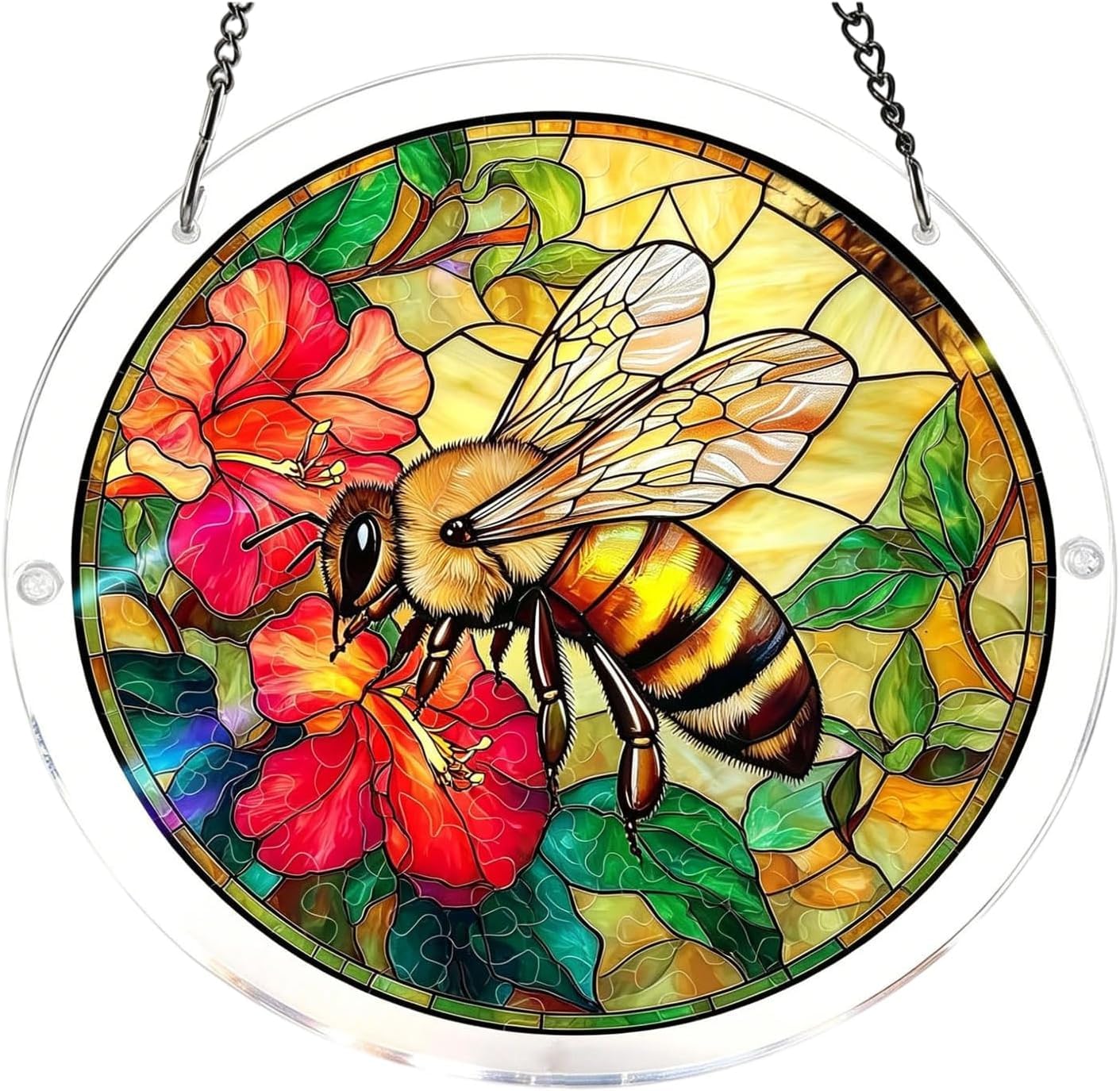 Bee Acrylic Jigsaw Puzzles Suncatcher, 7.4 Inch Window Hanging Suncatcher Acrylic Puzzle, DIY Home Decor Art Gift
