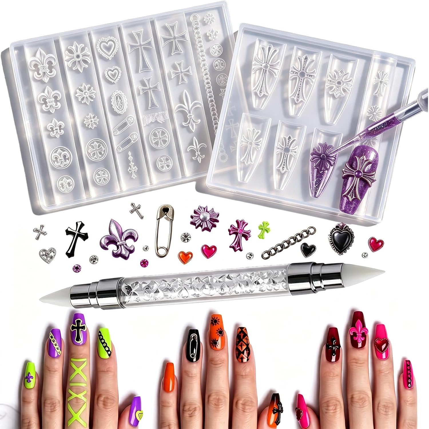 Halloween Silicone Nail Molds, Gothic 3D Cross Nail Art Molds