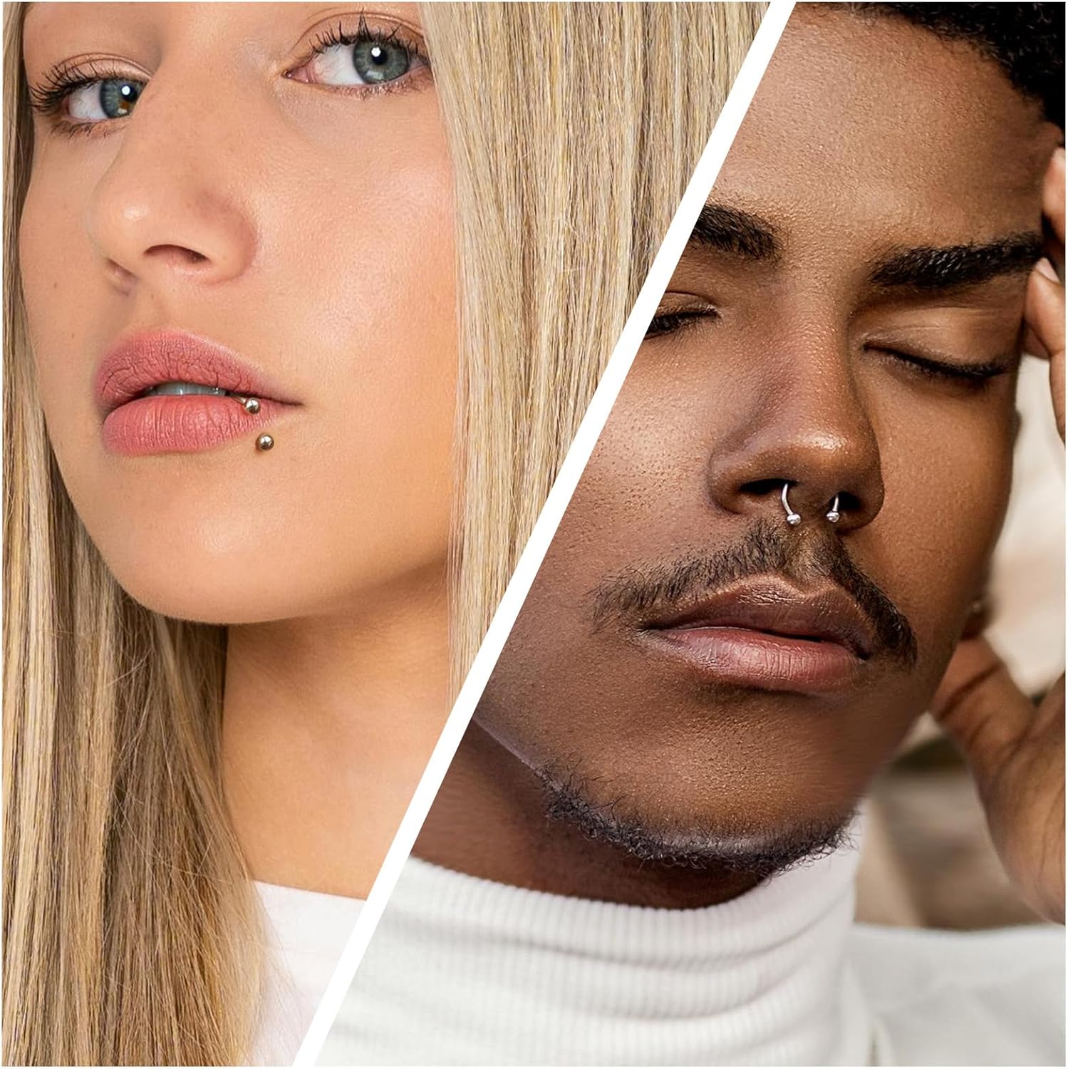 Vsnnsns 12G & 16G Septum Rings - Surgical Steel Septum Piercing Jewelry Horseshoe & Snake Bite Rings, Daith Rook Earrings for Women & Men - Image 7