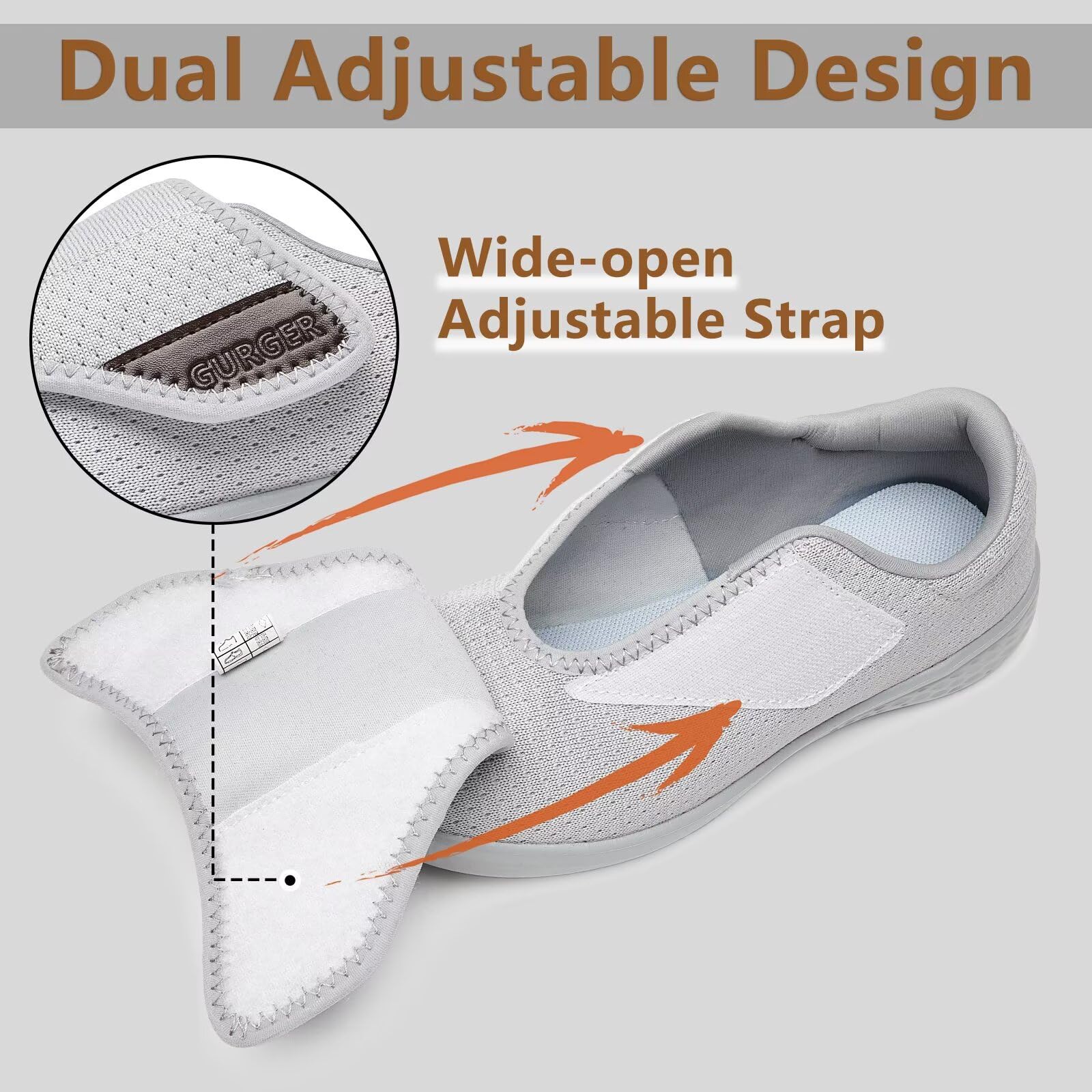 Zapatillas Diabéticos para Mujer Hombre Extra Anchas Ajustable Ortopédico Zapatos Respirable Pantuflas