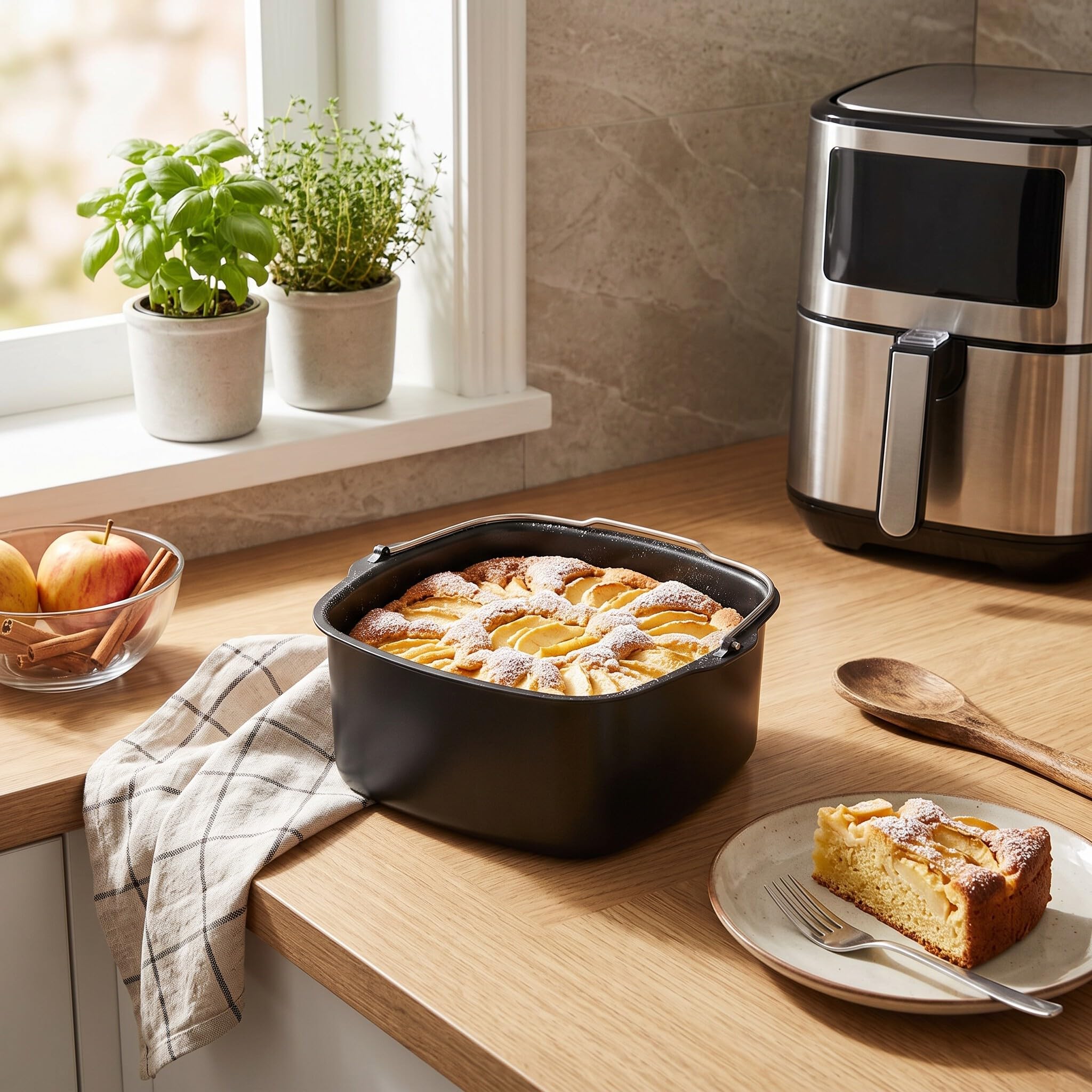 Teglia per friggitrice ad aria calda, stampo per torte, friggitrice ad aria calda, cestino quadrato per friggitrice ad aria calda, accessorio per friggitrice ad aria per HD9925 HD9860 HD9905 01 (18 cm