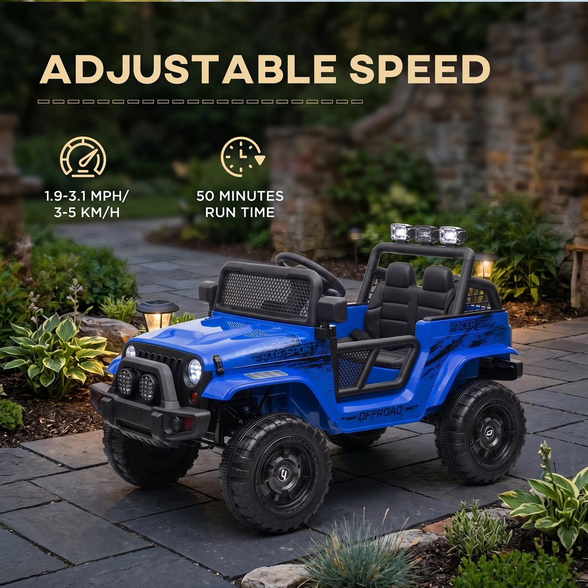 AIYAPLAY Macchina per Bambini Fuoristrada 12V con Doppio Motore Blu