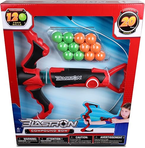 Miniatura 2 de NKOK Blastron Cannonball Blaster arco compuesto - 22 pulgadas de largo 3844, incluye 12 bolas de espuma ligeras, disparos de juguete de hasta 20