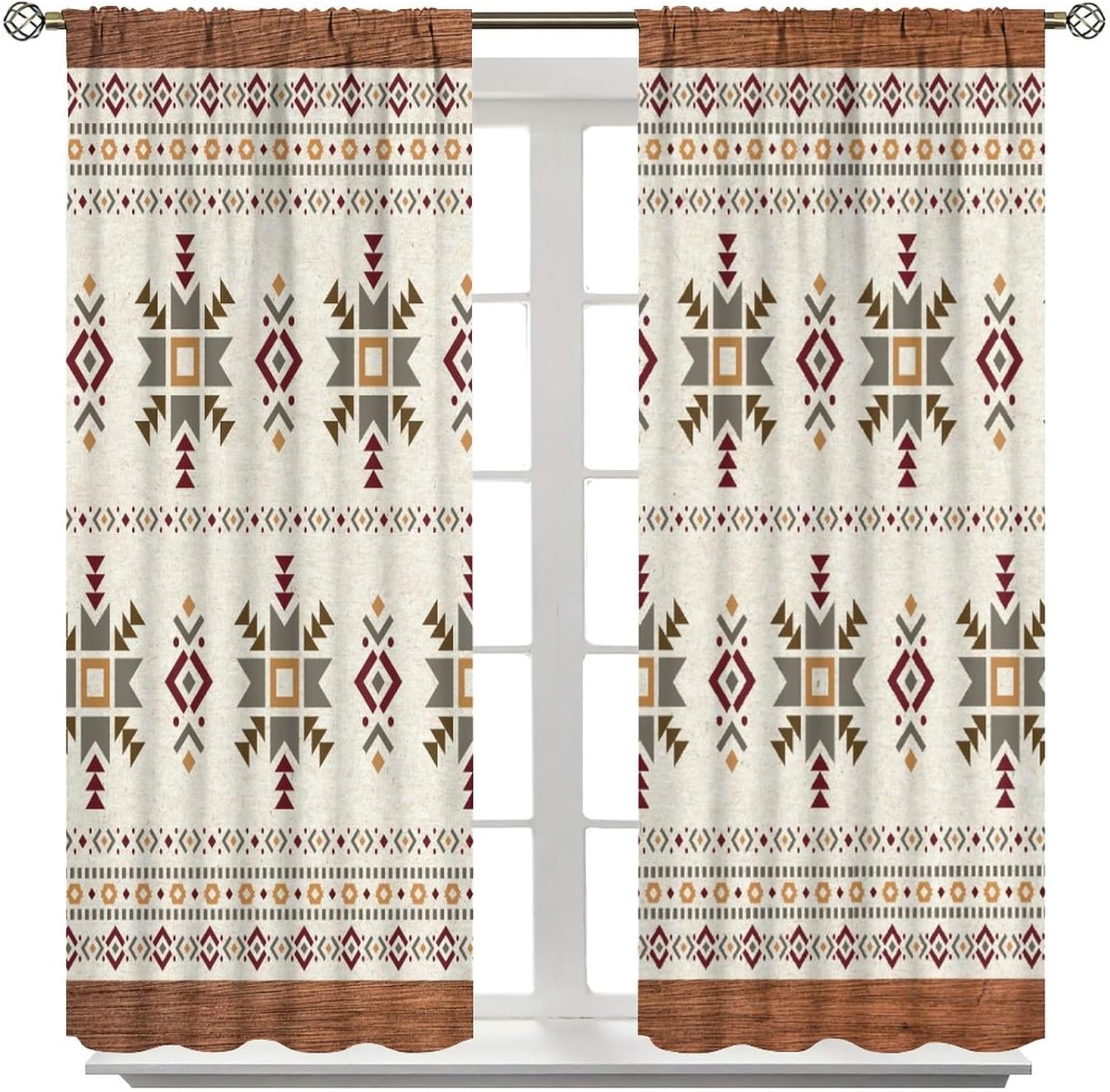 YCness Boho Skull Curtains for Bedroom, Southwestern Ethnic Aztec Window Treatments for Living Room,Tribal Bohemian Bull Skull Pattern Black Drapes 2 Panel Set,42x45 Inch