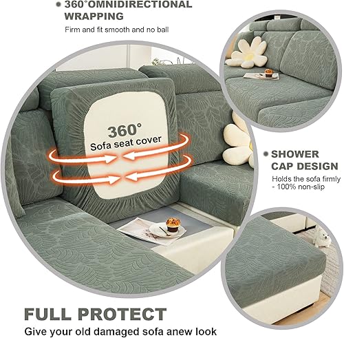 Miniatura 6 de cjc Fundas para sofá, fundas universales para sofá mágico, funda elástica para sofá biplaza, fundas de sofá en forma de L para sofá seccional, funda