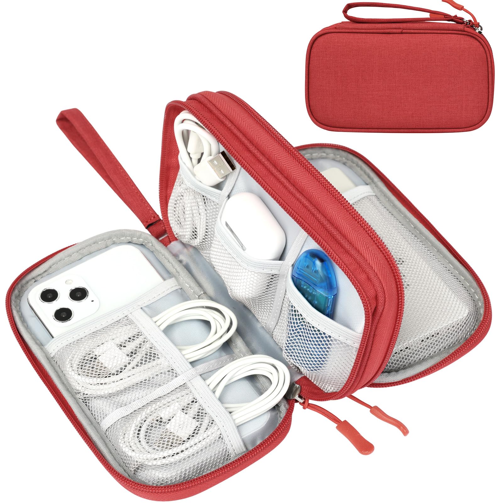 FYY Electronic Organizer, Travel Tech Pouch Bag, Cable Organizer Red