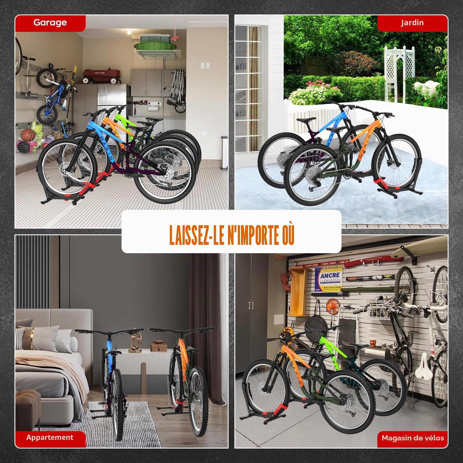 IMAYCC Support Vélo Professionnel au Sol pour Roues 26 à 29 Pouces – Stationnement Intérieur et Extérieur – Garage