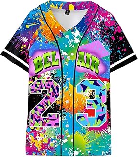 90s Outfit for Men Bel Air 88 Baseball Jersey for Man 90s Urban Theme Party Hip Hop Fashion Blouses for Club and Pub