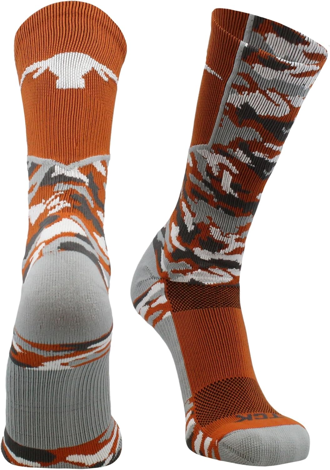 TCK NCAA Woodland Camo Crew Socks – Officially Licensed Collegiate Fan Gear – Durable Cushioned Moisture Wicking Socks