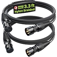 Vista 13 de Serie Oro Cables XLR Star Quad de 1.5 pies, Conectores Neutrik, Cable de micrófono 19AWG, Cable de micrófono trenzado en nylon reforzado con Kevlar