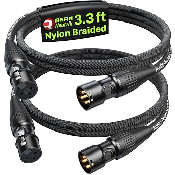 AA AUDIO ACCESSORY Short XLR Cables 3.3ft 2Pack, 21AWG Shielded Mic Cord