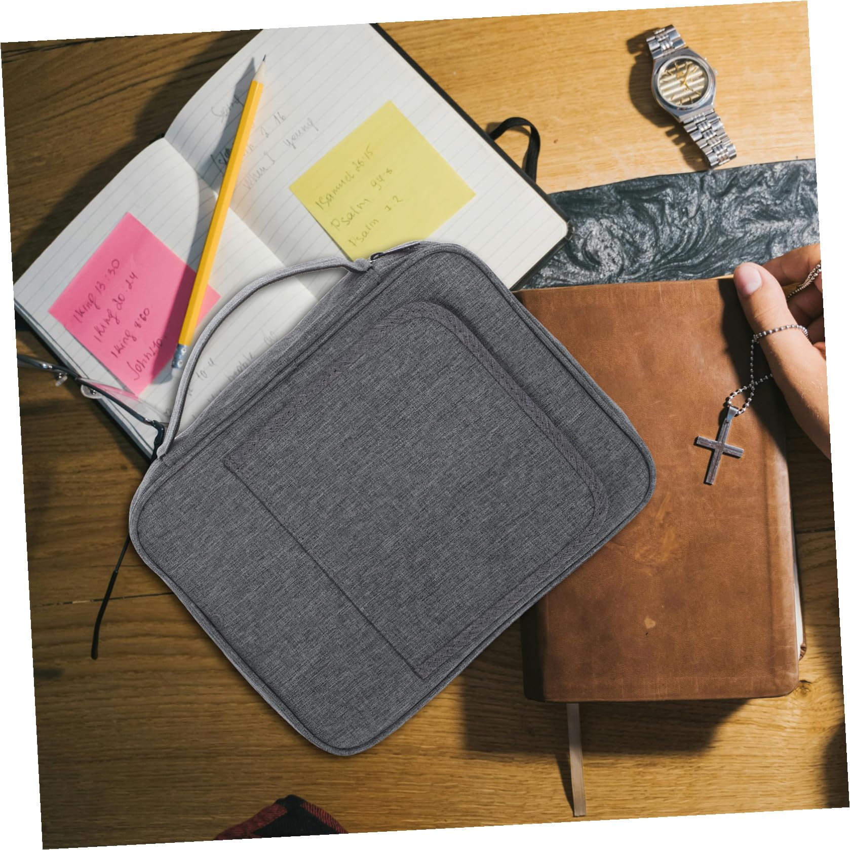 EXCEART Funda Biblia Estuche Portátil de Poliéster 2 Piezas con Asa y Soporte para Proteger Documentos y Bolígrafos, Adecuado para Estudio y Viajes