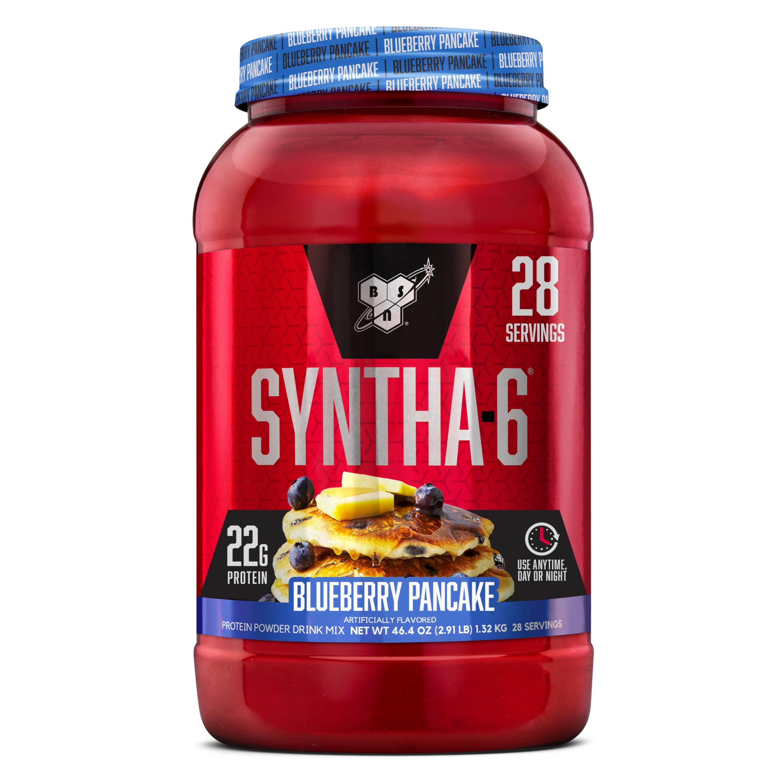 Sponsored Ad - BSN SYNTHA-6 Premium Protein Powder with 6g of Fiber, Whey Protein, Micellar Casein, Milk Protein Isolate Blend, 5g Fat, Blueberry Pancake, 28 Servings (Packaging May Vary)